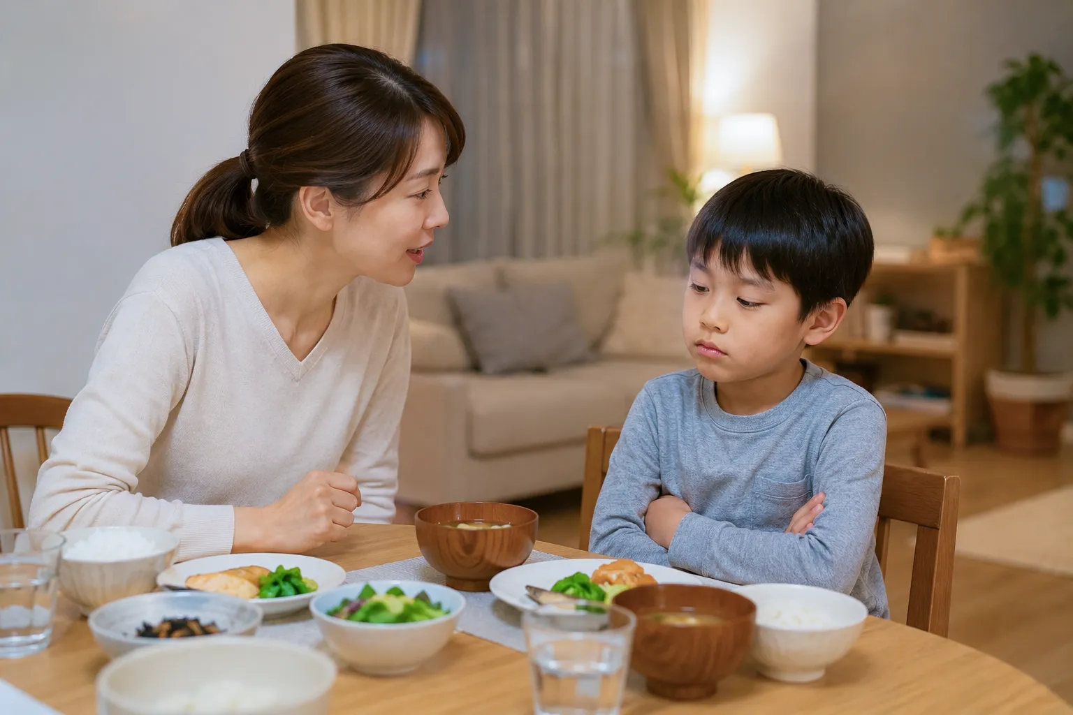 聞きたい母とそっけない子ども